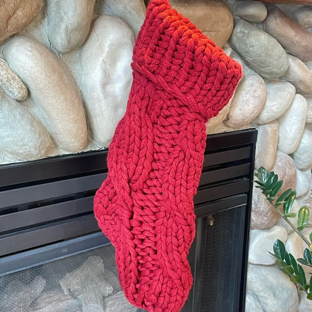 Pottery Barn Lot of 2 Red Colossal Knit Stocking